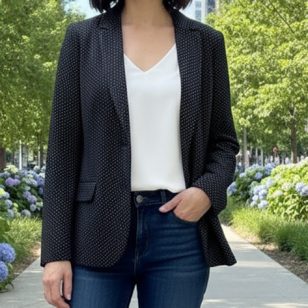 Talbots Black and White Dotted Blazer size 10